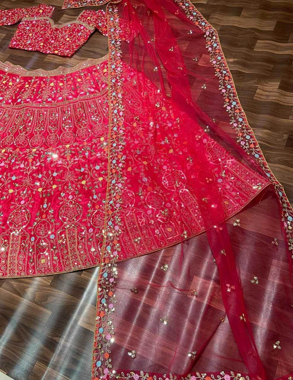 Malai Silk Thread Work Sequins Lehenga With Cancan - MYLUXURY LANE ENTERPRISE